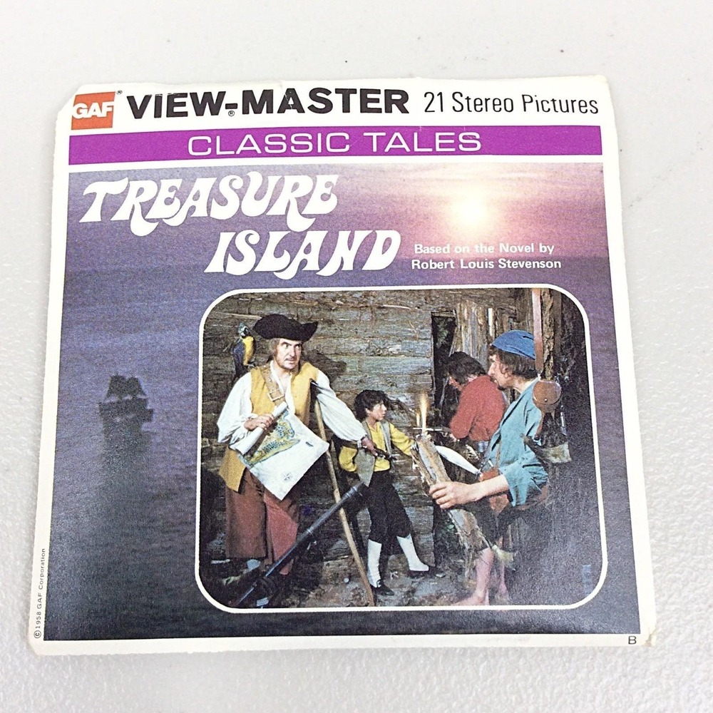 VTG 1958 View Master‎ GAF Classic Tales Treasure Island 3 Reel Set BB432 Stereo